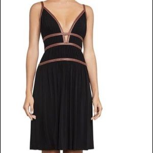 BCBG Lillie dress black w/ faux leather trim